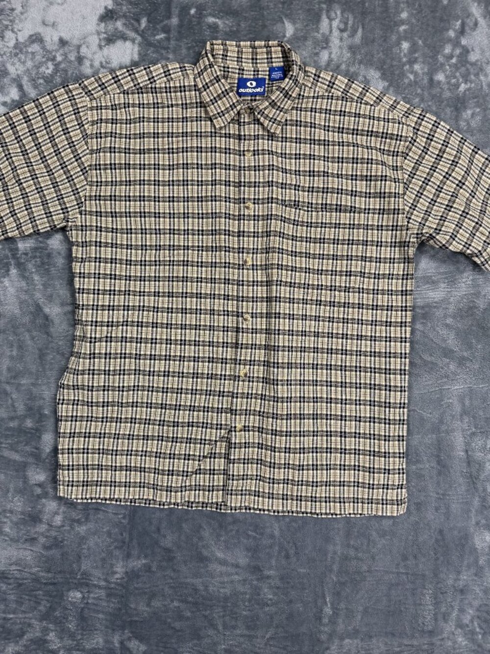 Outlooks Mens MULTICOLOR  Plaid Short Sleeve Button-Up Shirt L